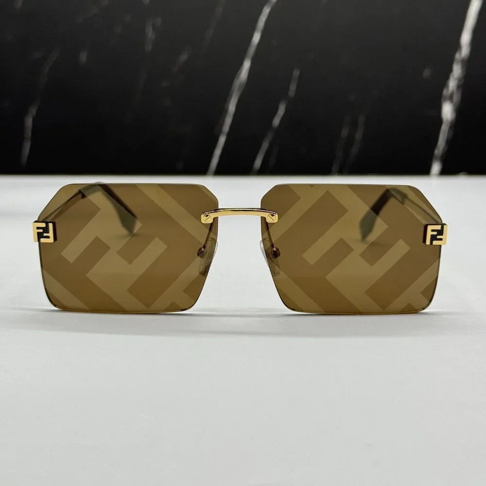 NEW FENDI GOLD BROWN UNISEX SUNGLASSES FENDI FE40043U 33G